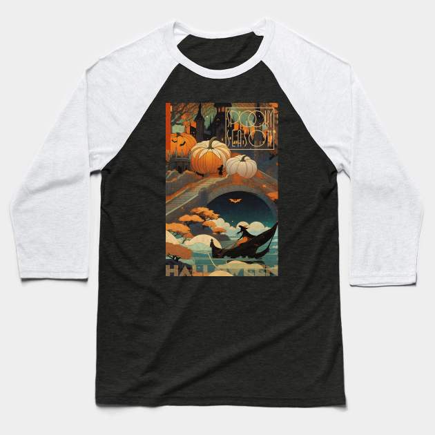 Halloween Spooky Season Moonlit Witch Baseball T-Shirt by DanielLiamGill